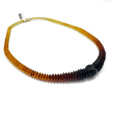 Gradient Amber Faceted Round & Tablets Beads Necklace